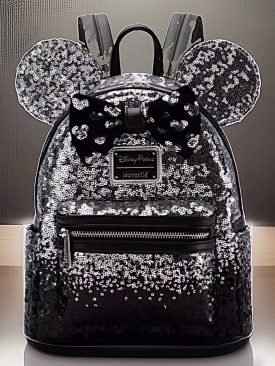Loungefly Handbags - NEW Hong Kong Disney New Years Eve Loungefly Backpack Ombré Silver Black Sequins